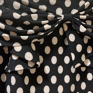 Polka dot pencil skirt with bow